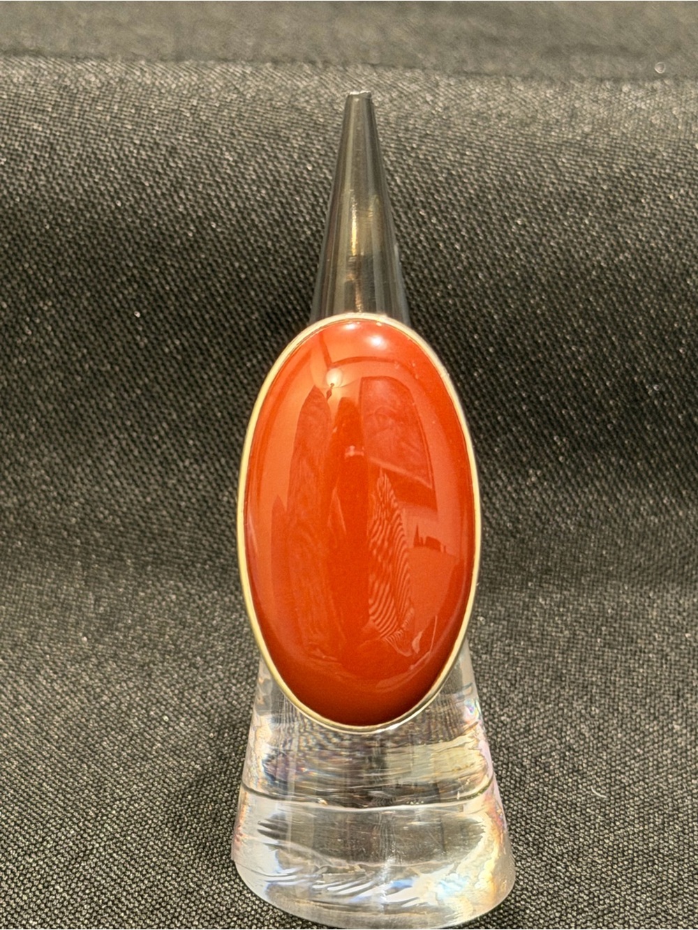 Sajen 925 SS Bold Red Carnelian Oval Accent - Bold and Breathtaking! Sz. 6